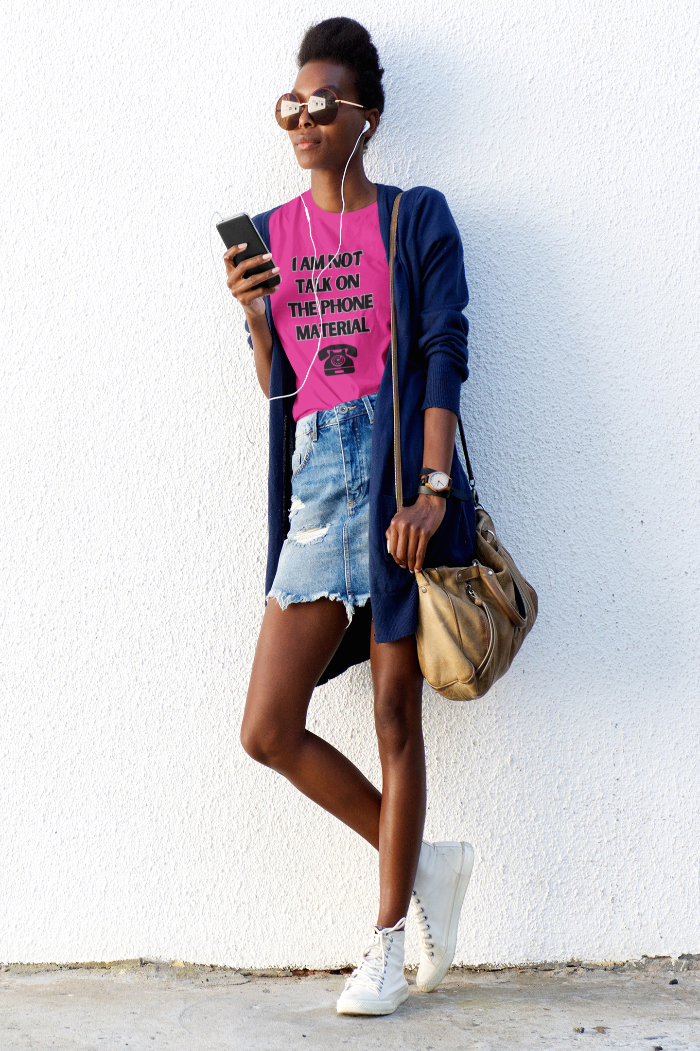 I Am Not Talk On Phone Material Tee